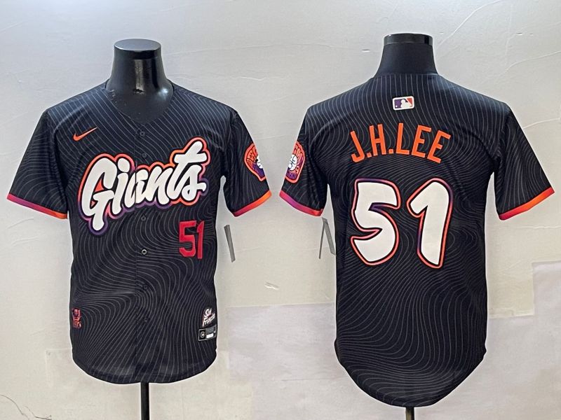 Men San Francisco Giants #51 J.H.Lee Black Second generation Joint Name Nike 2025 MLB Jersey style 2